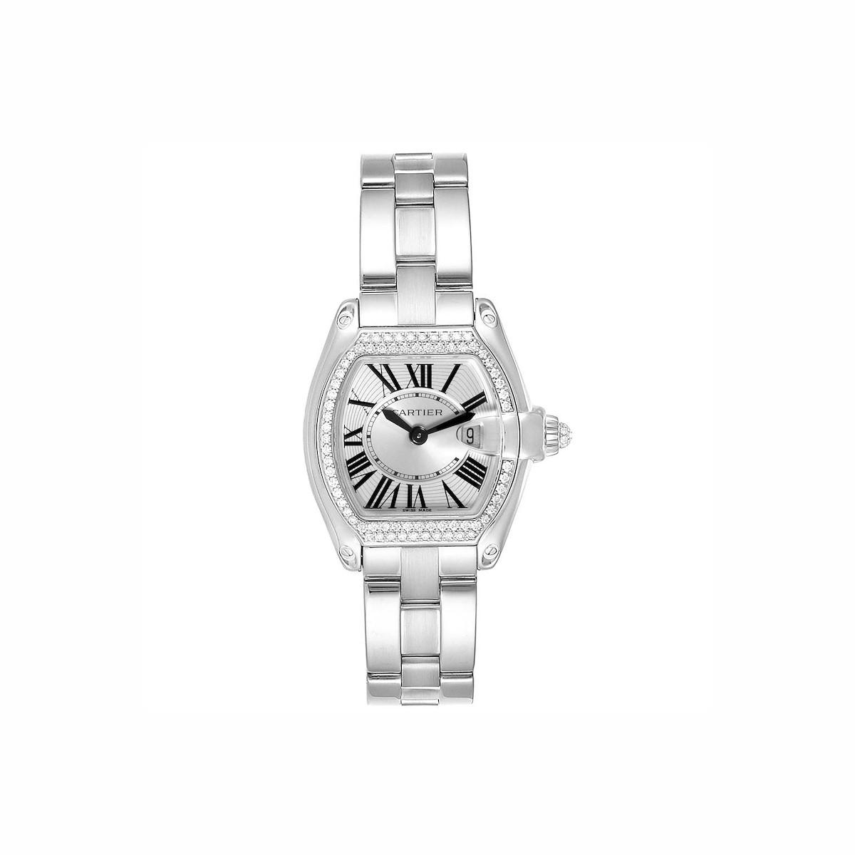 Cartier Roadster WE50 Silvered Sunray Dial, 18kt White Gold
