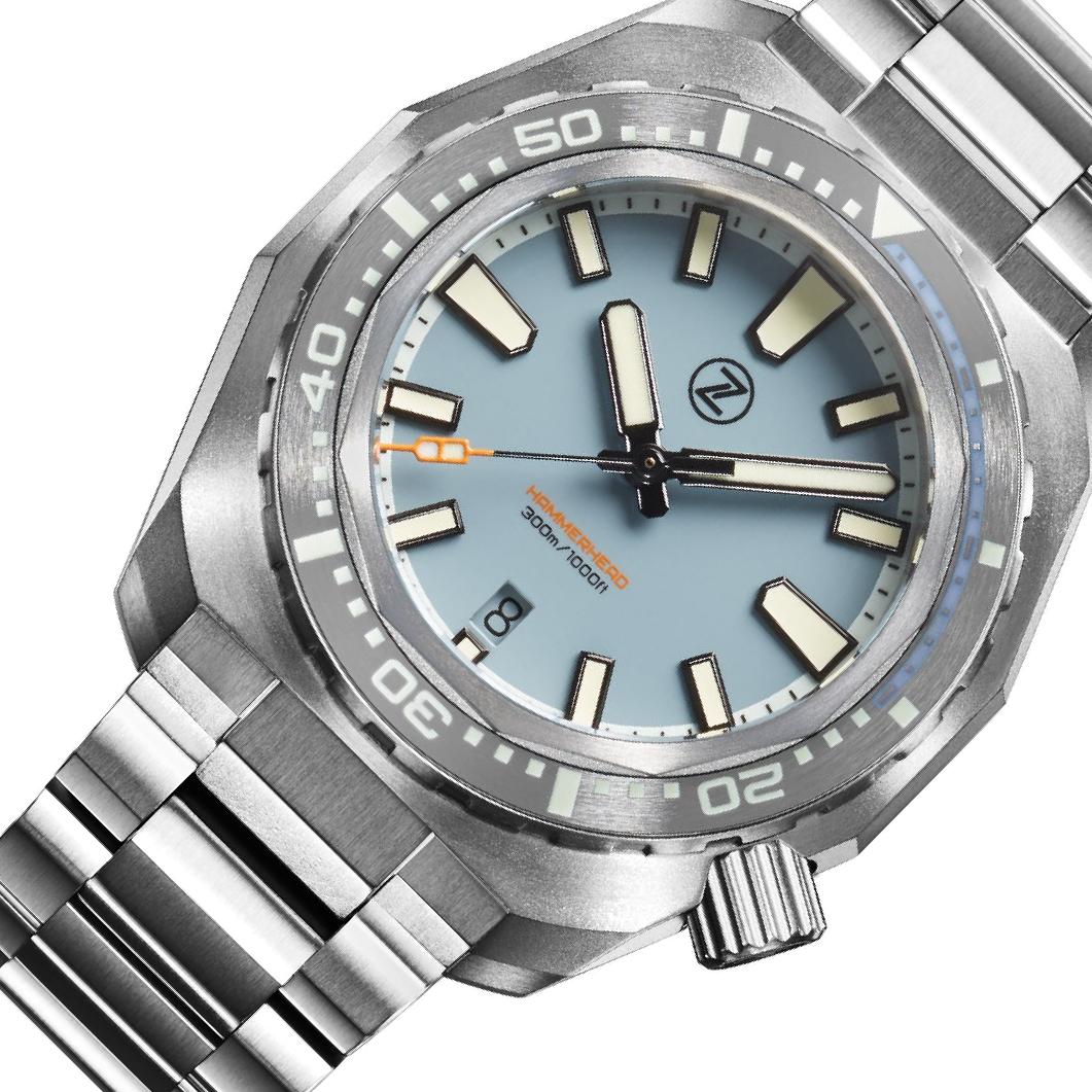 Zelos Hamm Divererhead V3 300 m Ceramic, Titanium, Chalk Blue Dial
