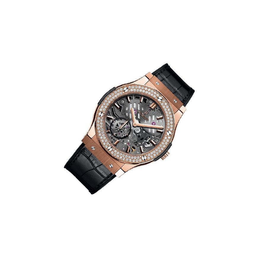 フォーチュン腕時計18K Hublot Classic Fusion Chronograph Titanium Pave $29K MSRP