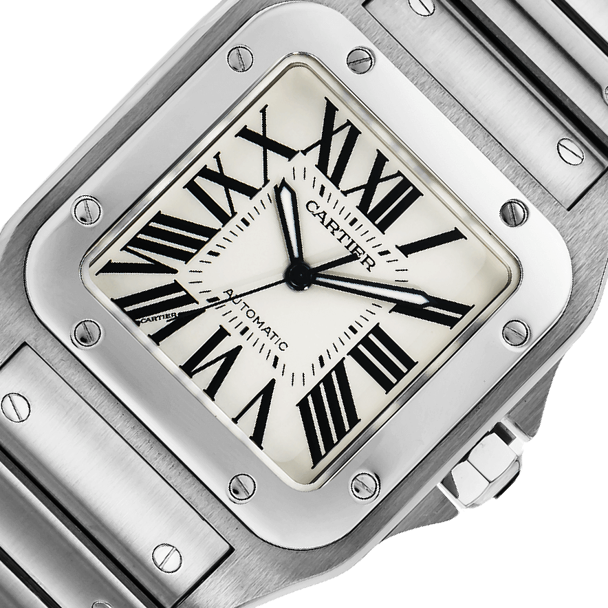 Cartier Santos 100 W200 Silvered Opaline Dial, Stainless Steel