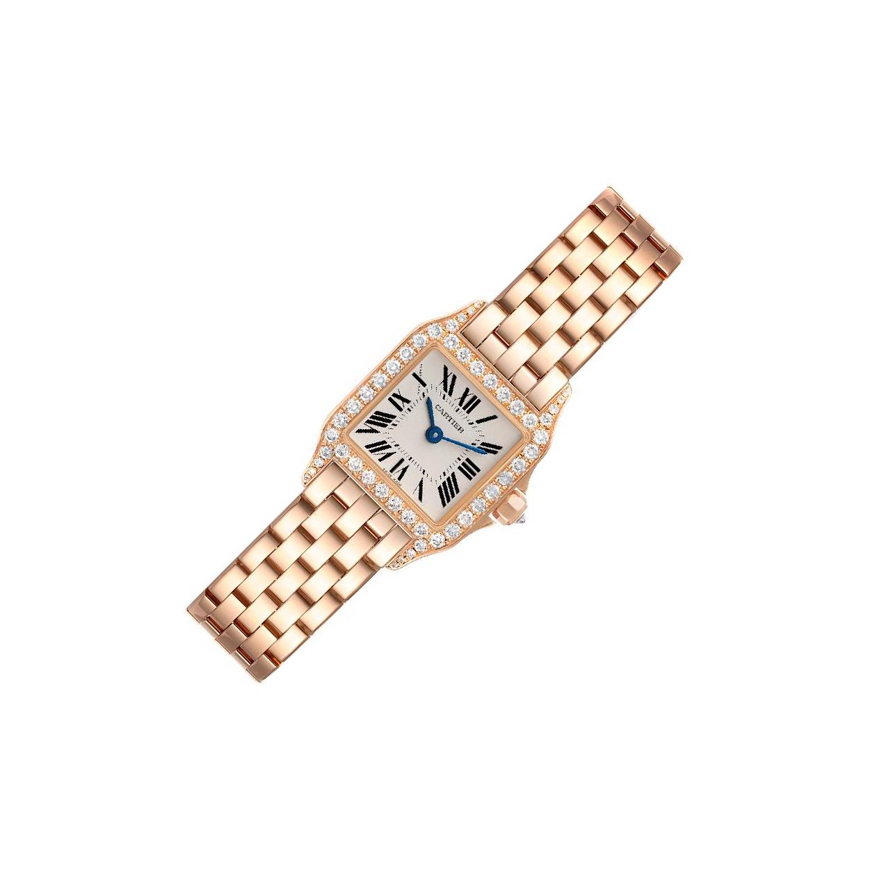 Cartier Santos Demoiselle WF90 Silver Dial, 18kt Rose Gold, 24.0