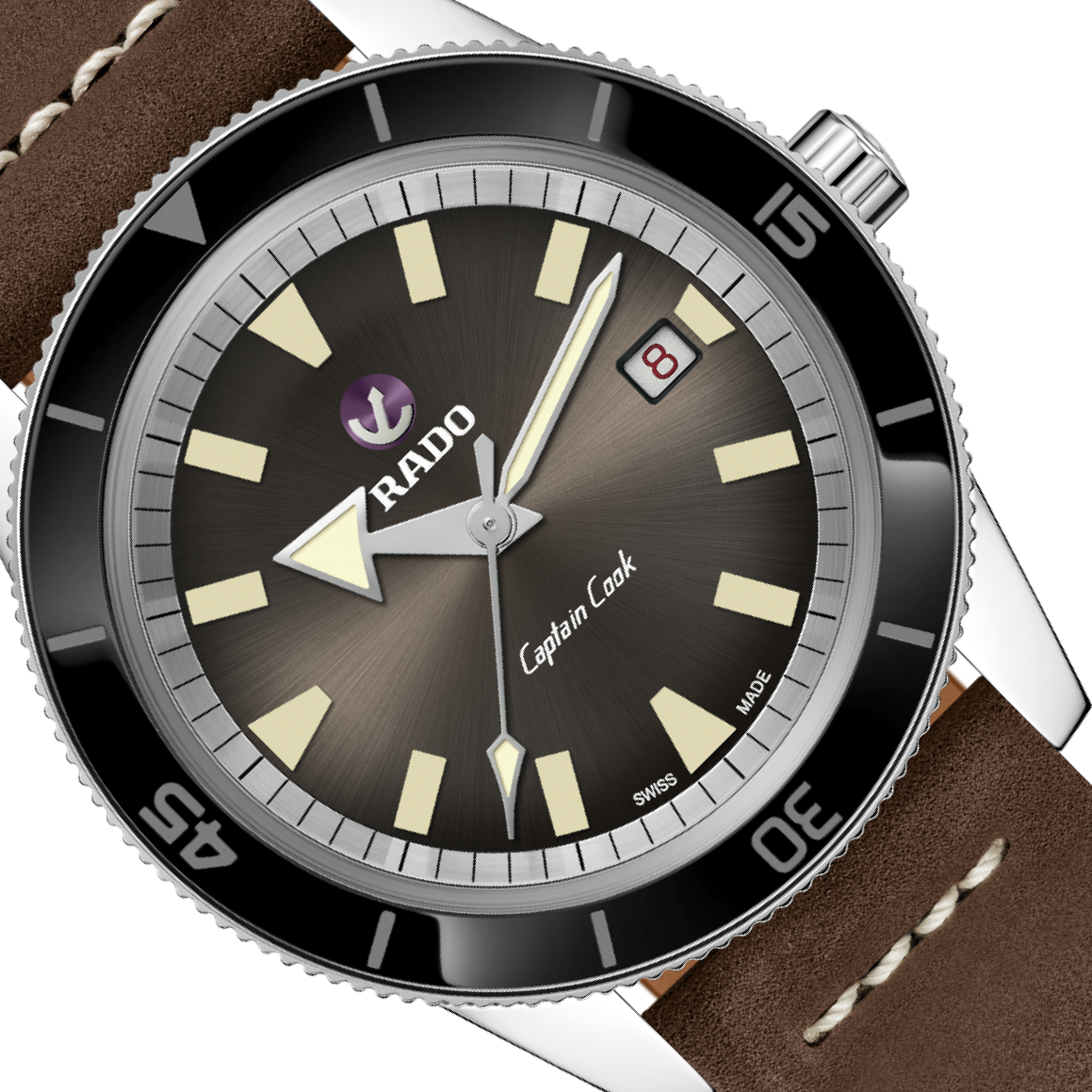 Rado Captain Cook 3250 Brown Dial, High-Tech Ceramic, 42.0 mm