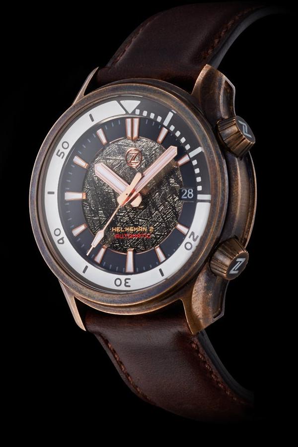 Zelos Helmsman 2 300 m Bronze, 300 m, Meteorite Dial, Stainless