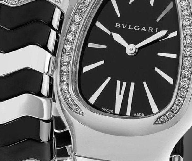 Bulgari Serpenti Spiga Black Dial, Ceramic, 35.0 mm, Gem-Set