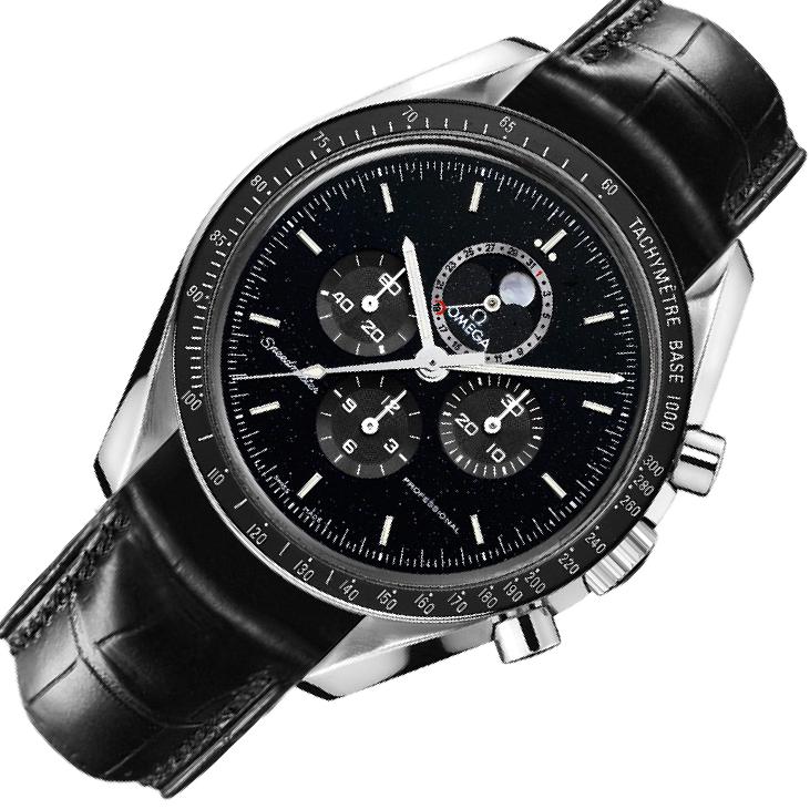 moon☆ Omega Speedmaster Moonphase 311.33 Black Dial, Stainless
