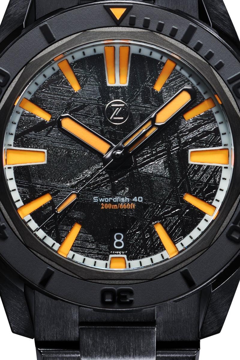 Zelos The Swordfish 40 mm Diver DLC Meteorite, Gunmetal Dial