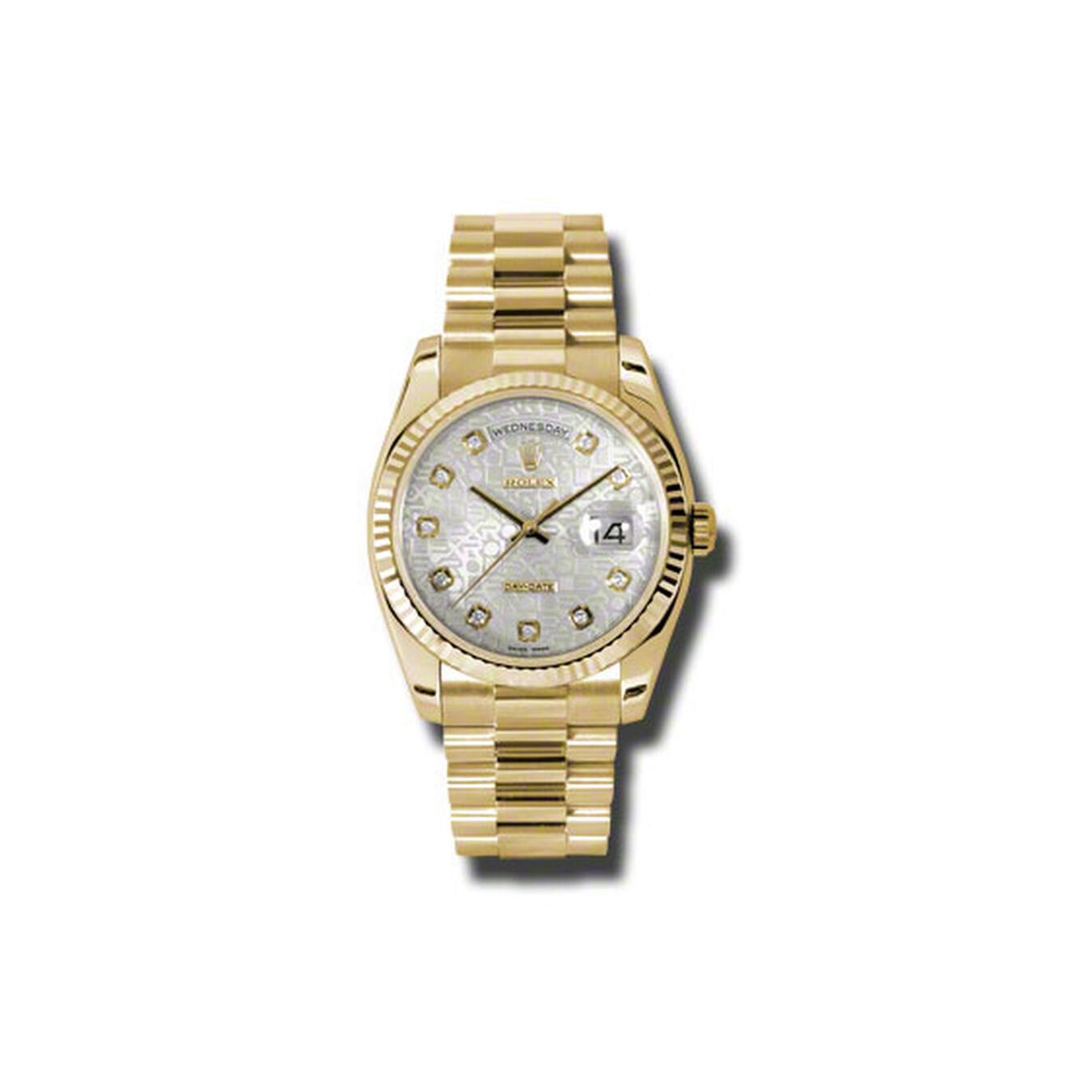 Rolex Day-Date 118238 Silver Dial, 18kt Yellow Gold, President