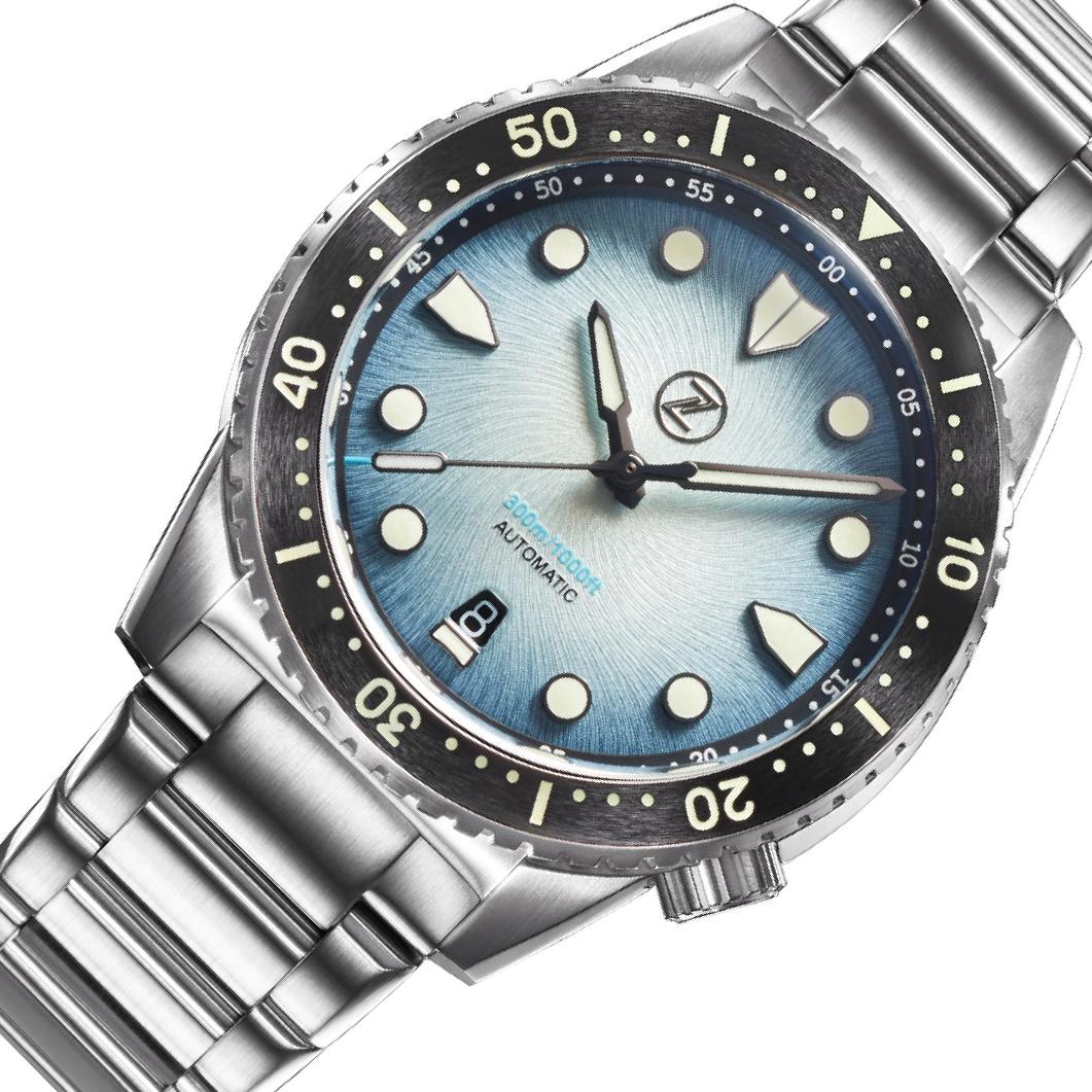 Zelos Mako 300 m Diver, Sky Blue Dial, Stainless Steel, 40 mm