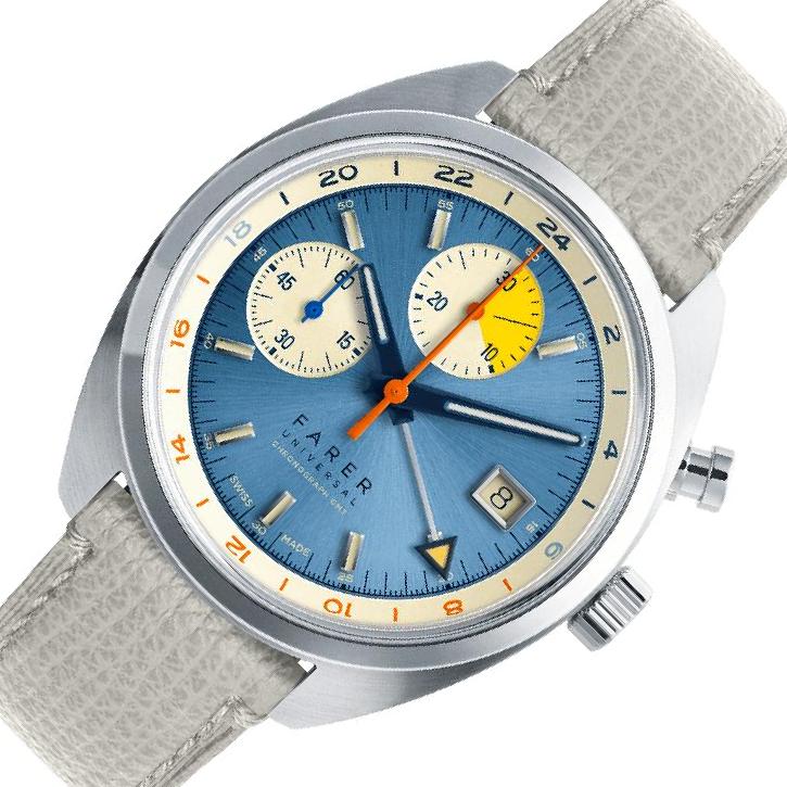 Farer Monopusher GMT Cobb III Hand-Wound, Pearl Grey Granolo