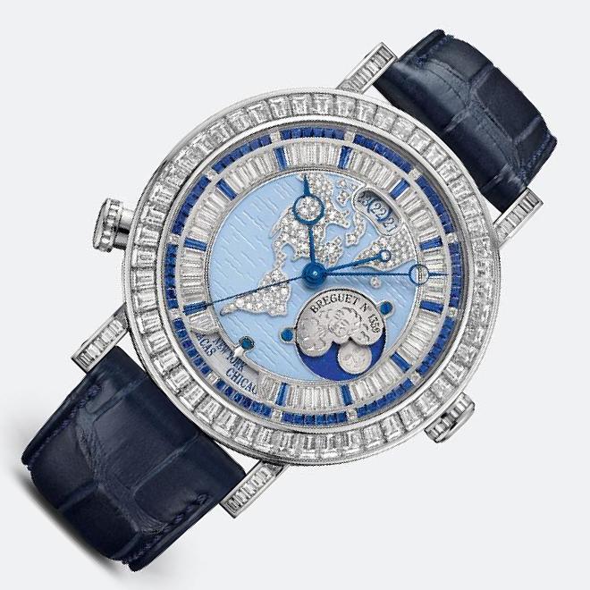 Breguet Classique 5719 Blue Dial, Platinum, Hora Mundi, Alligator