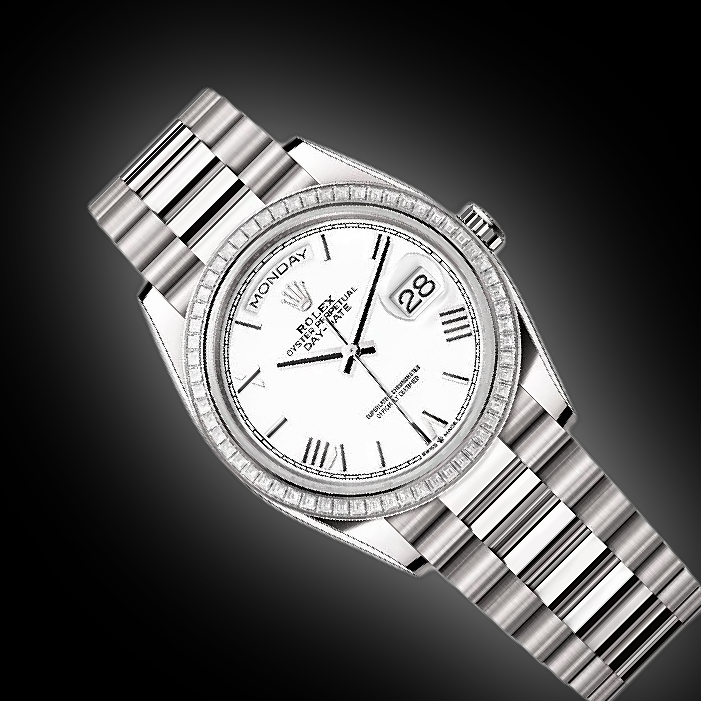 Rolex Day-Date 36 128399 White Dial, 36.0 mm, Self Winding, Diamonds