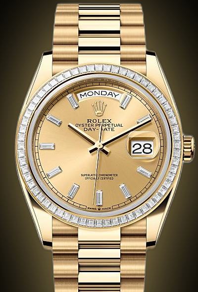 Rolex Day-Date 36 128398 Champagne Dial, 18 kt Yellow Gold, 36.0