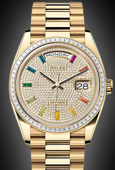 Rolex Day-Date 36 128398 Diamond-Paved Dial, 18 kt Yellow Gold