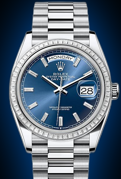 Rolex Day-Date 36 128396 Bright Blue Dial, Platinum, 36.0 mm, Self