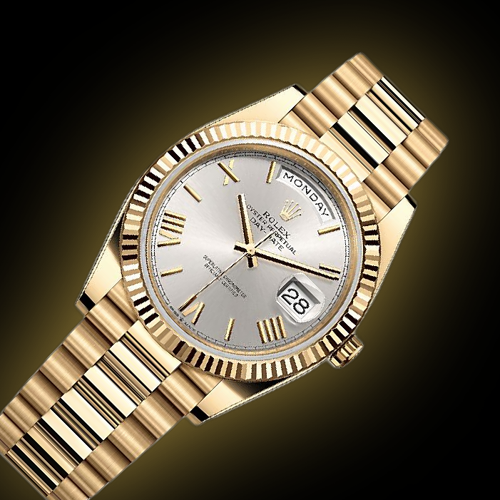 Rolex Day-Date 40 228238 Silver Dial, 18 kt Yellow Gold, 40.0 mm