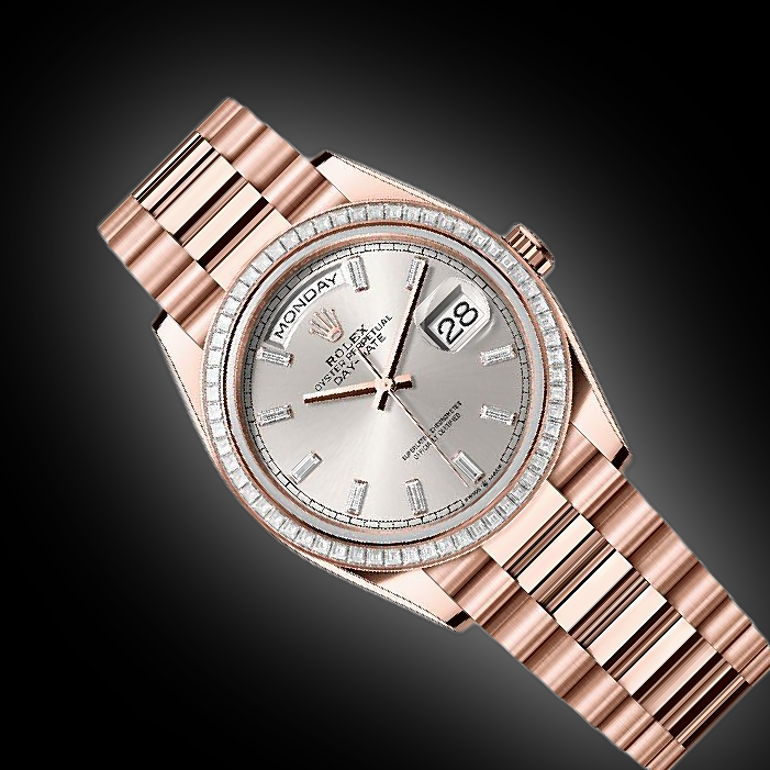 Rolex Day-Date 36 128395 Silver Dial, 18 kt Everose Gold, 36.0 mm