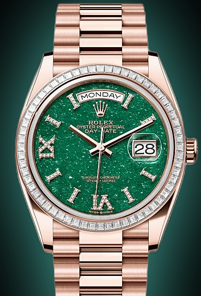 Rolex Day-Date 36 128395 Green Dial, 18 kt Everose Gold, 36.0 mm