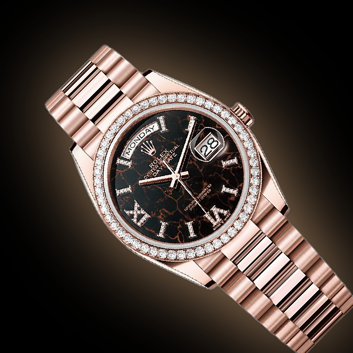 Rolex Day-Date 36 128345 Eisenkiesel Dial, 18 kt Everose Gold