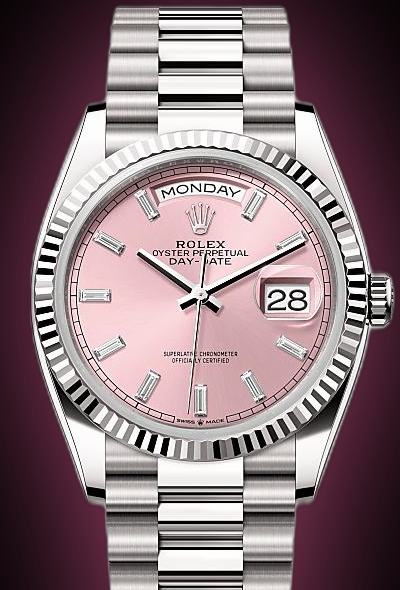 Rolex Day-Date 36 128239 Pink Dial, 18 kt White Gold, 36.0 mm