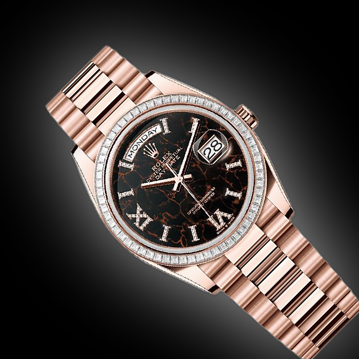 Rolex Day-Date 36 128395 Eisenkiesel Dial, 18 kt Everose Gold