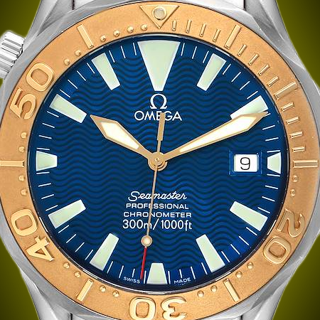 時計 OMEGA Seamaster 300m Omega Seamaster Diver 300M 2455.80 Blue Dial, Yellow Gold, 41.0 mm