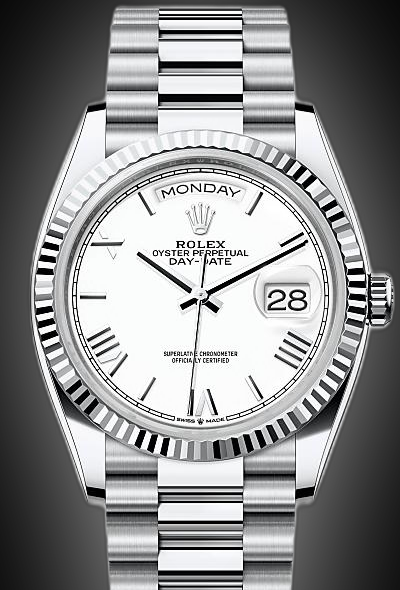 Rolex Day-Date 36 128236 White Dial, Platinum, 36.0 mm, Self Winding