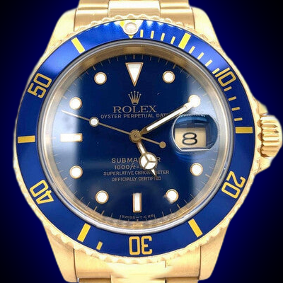 Pre Owned Bob Rolex Submariner Rolex Submariner 16618 Blue Dial