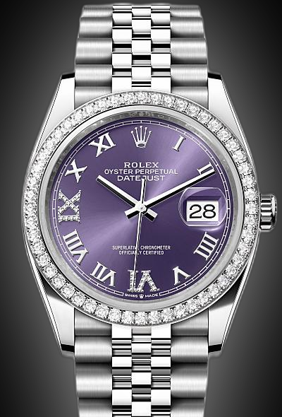 【R&B】Jewel Rolex Datejust 36 126284 Aubergine Dial, Oystersteel and