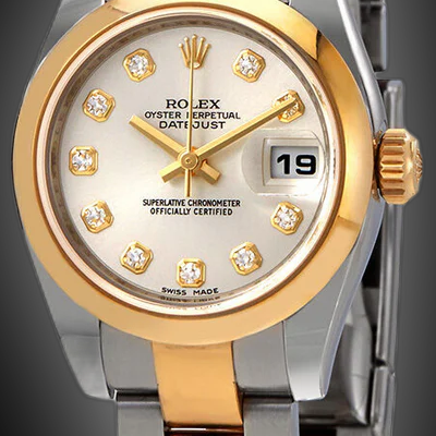 Rolex Lady-Datejust 26 179163 Silver Dial, 18kt Yellow Gold, 26.0