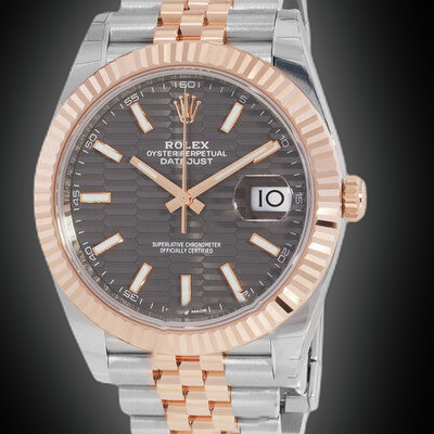 Rolex Datejust 41 126331 Grey Dial, Rose Gold, Fluted Motif
