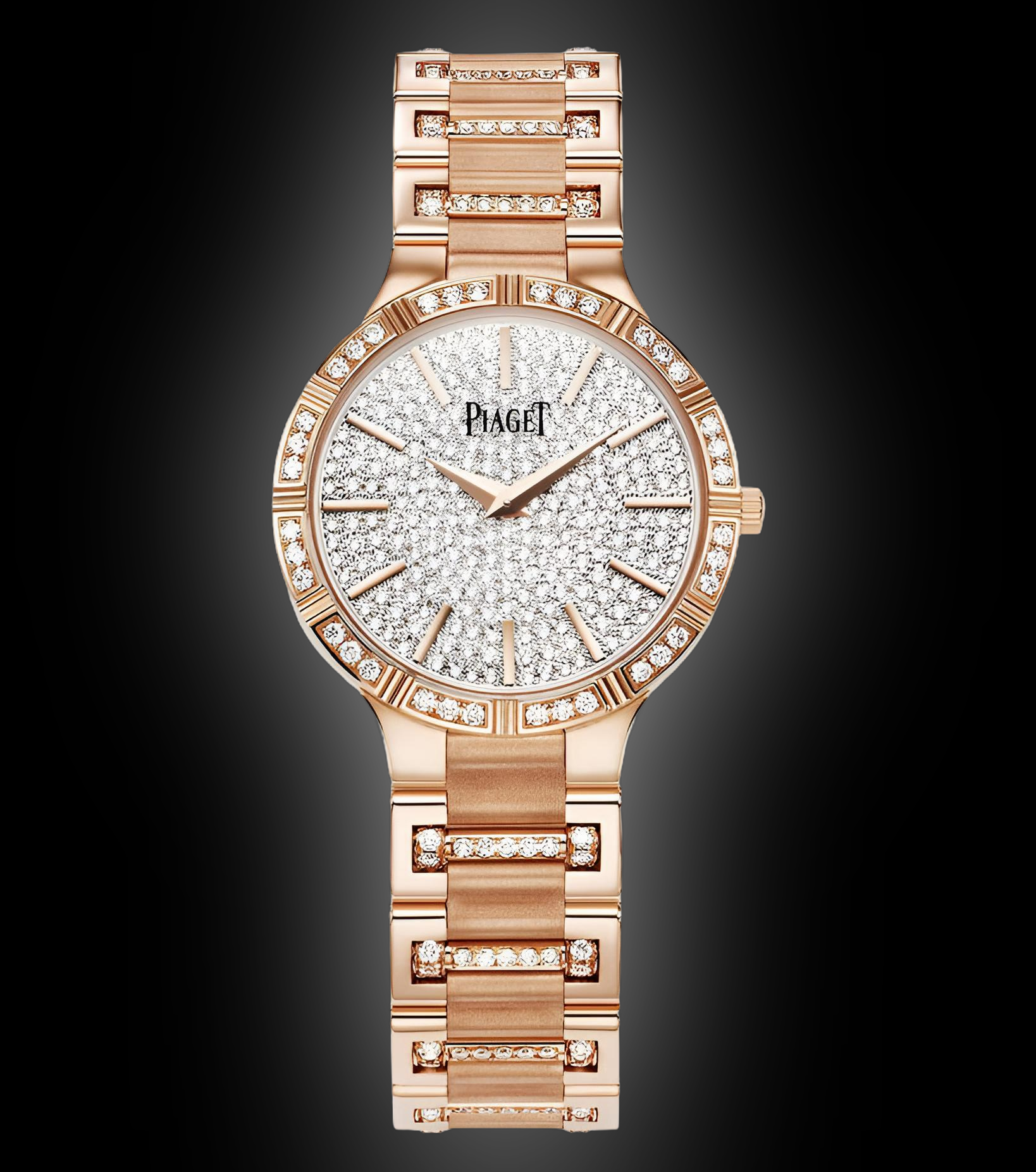 Piaget Dancer 37053 Diamond Pave Dial, 18k Rose Gold, 28.0 mm 