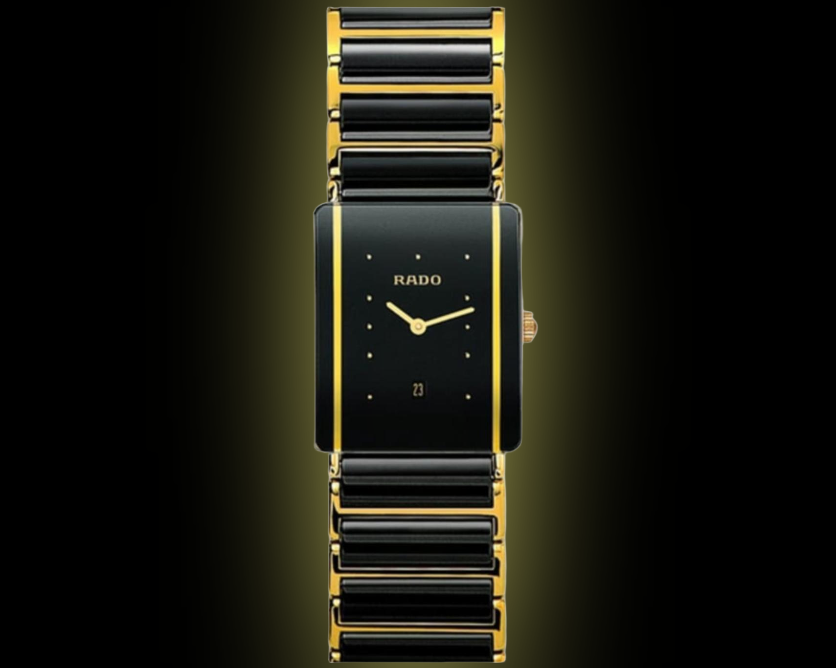 Rado Integral 2038 Black Dial, Yellow Gold, Midsize Watch, 30.0 m