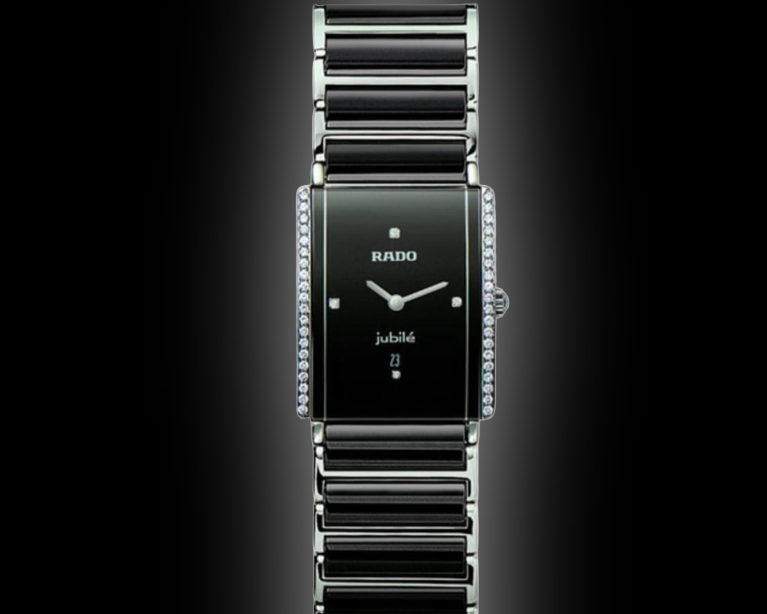 Rado Integral 2042 Black Dial, Ceramic, Midsize Watch, 40 Diamonds