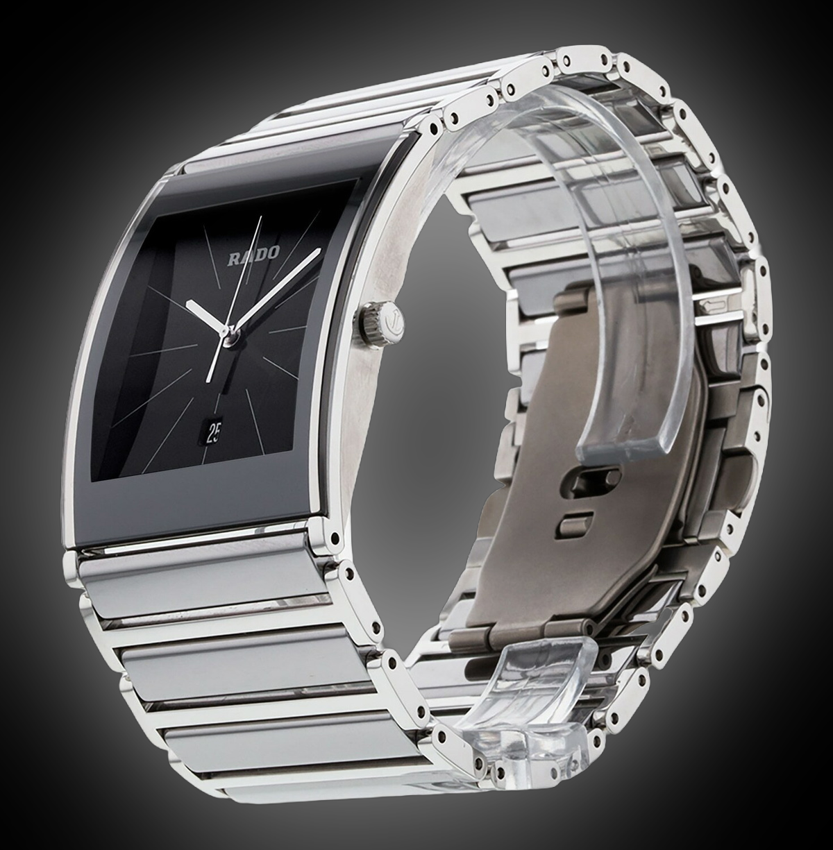 Rado Integral 2086 Black Dial, Stainless Steel, Silver-Tone, Men's