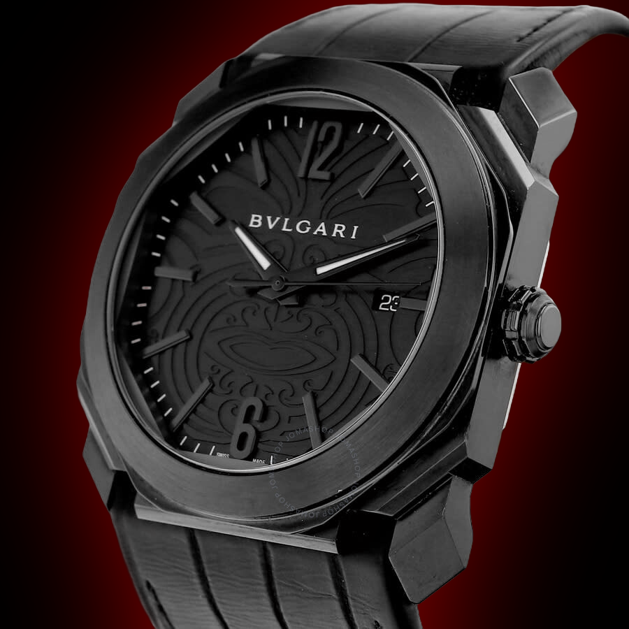 Bulgari Octo Solotempo Black Dial, Stainless Steel, mm, Leather