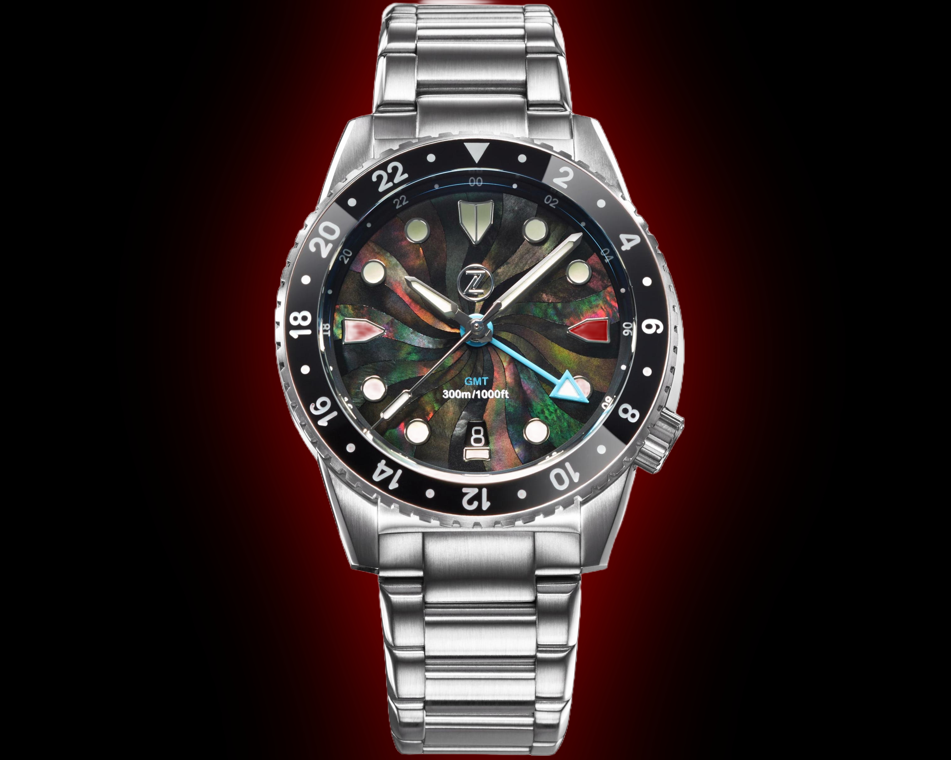 Zelos Mako 300 m Diver, Cerakote Carbon Dial, Stainless Steel, 40 mm