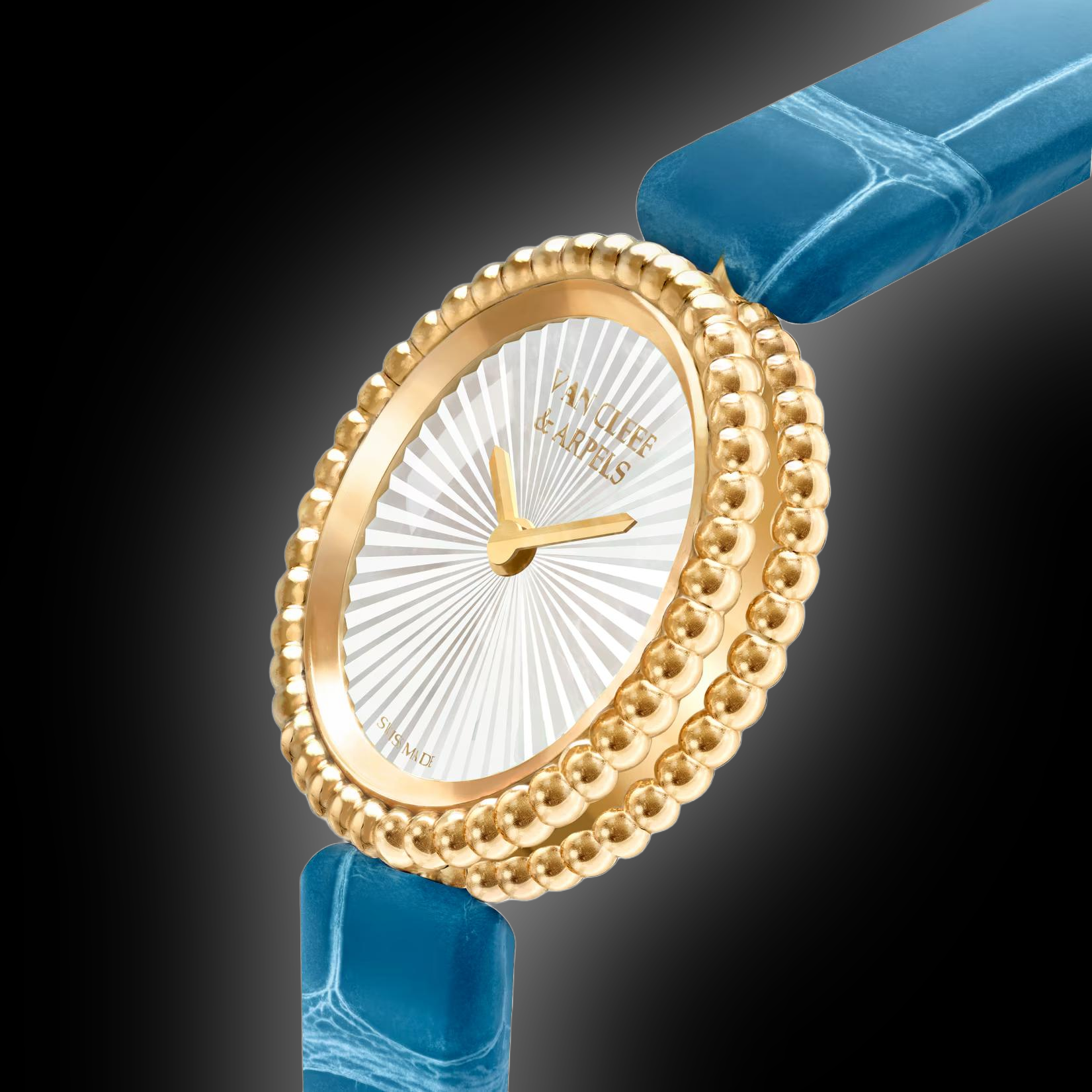 Van Cleef & Arpels Perlée 23mm White Dial, 18K Yellow Gold Case
