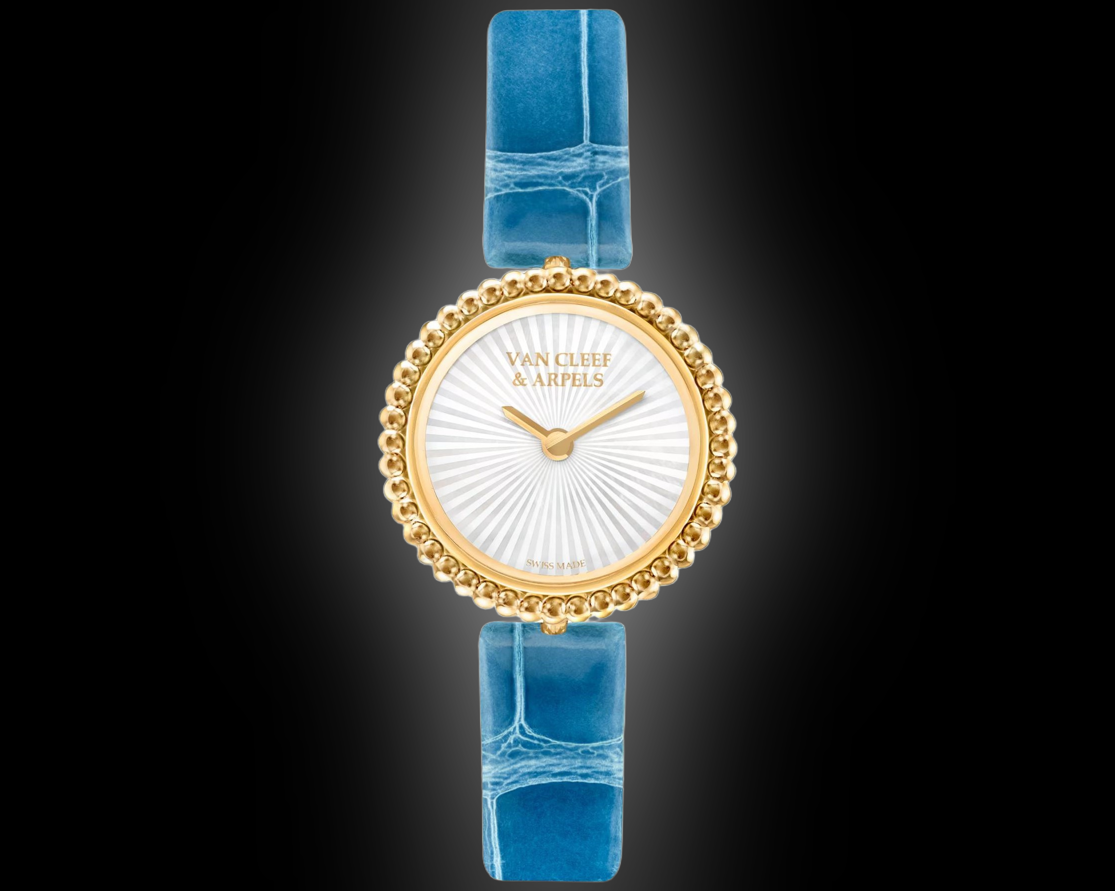 Van Cleef & Arpels Perlée 23mm White Dial, 18K Yellow Gold Case