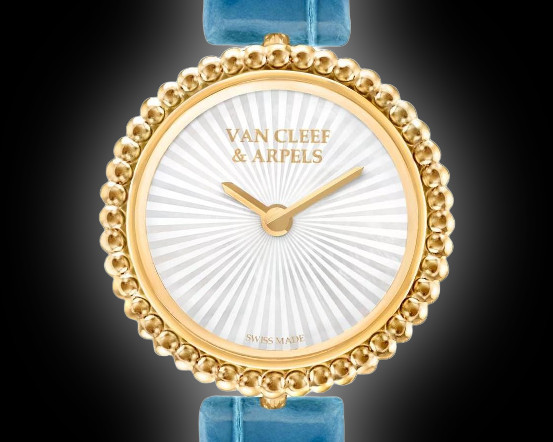 Van Cleef & Arpels Perlée 23mm White Dial, 18K Yellow Gold Case