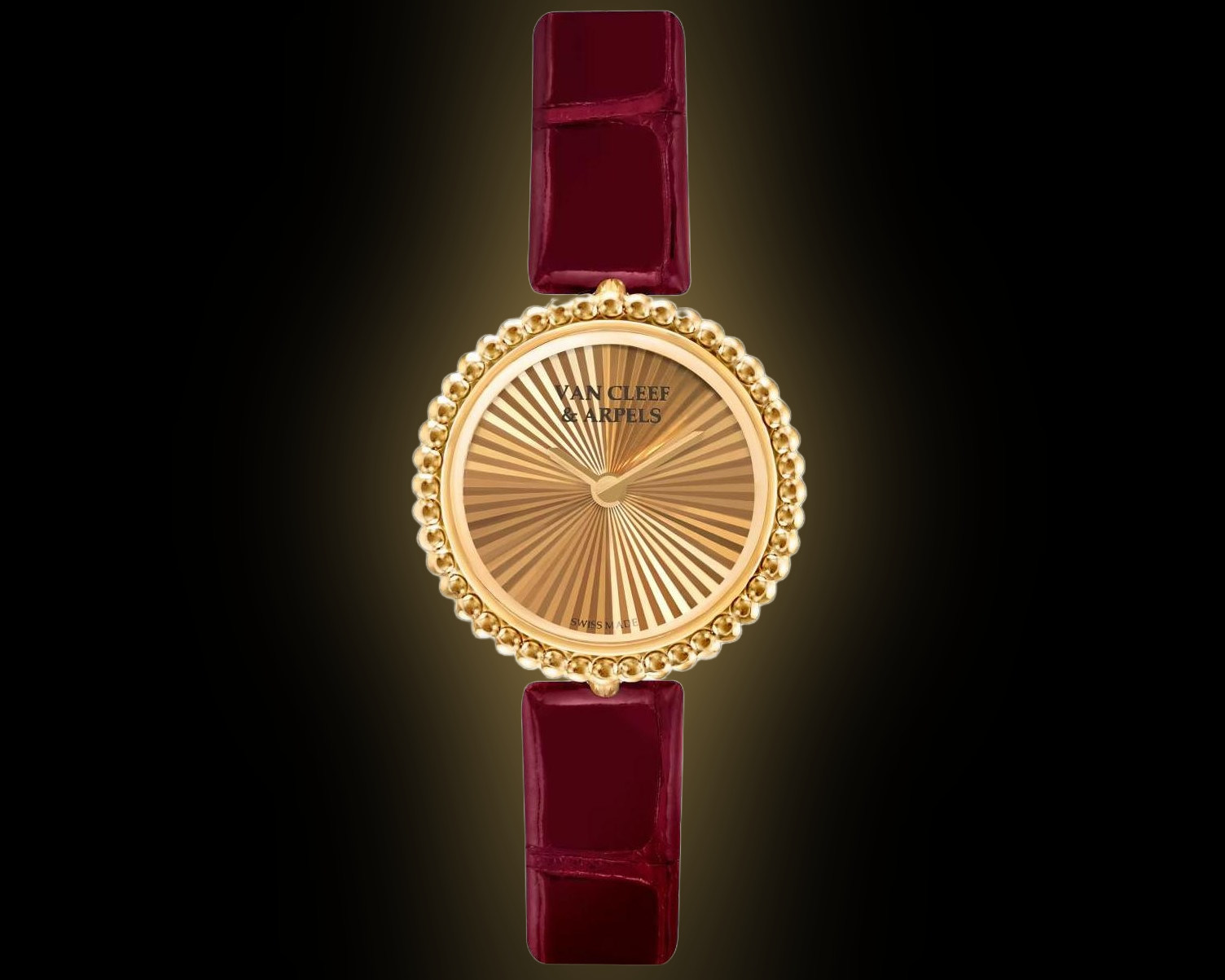 Van Cleef & Arpels Perlée 23mm White Dial, 18K Yellow Gold Case