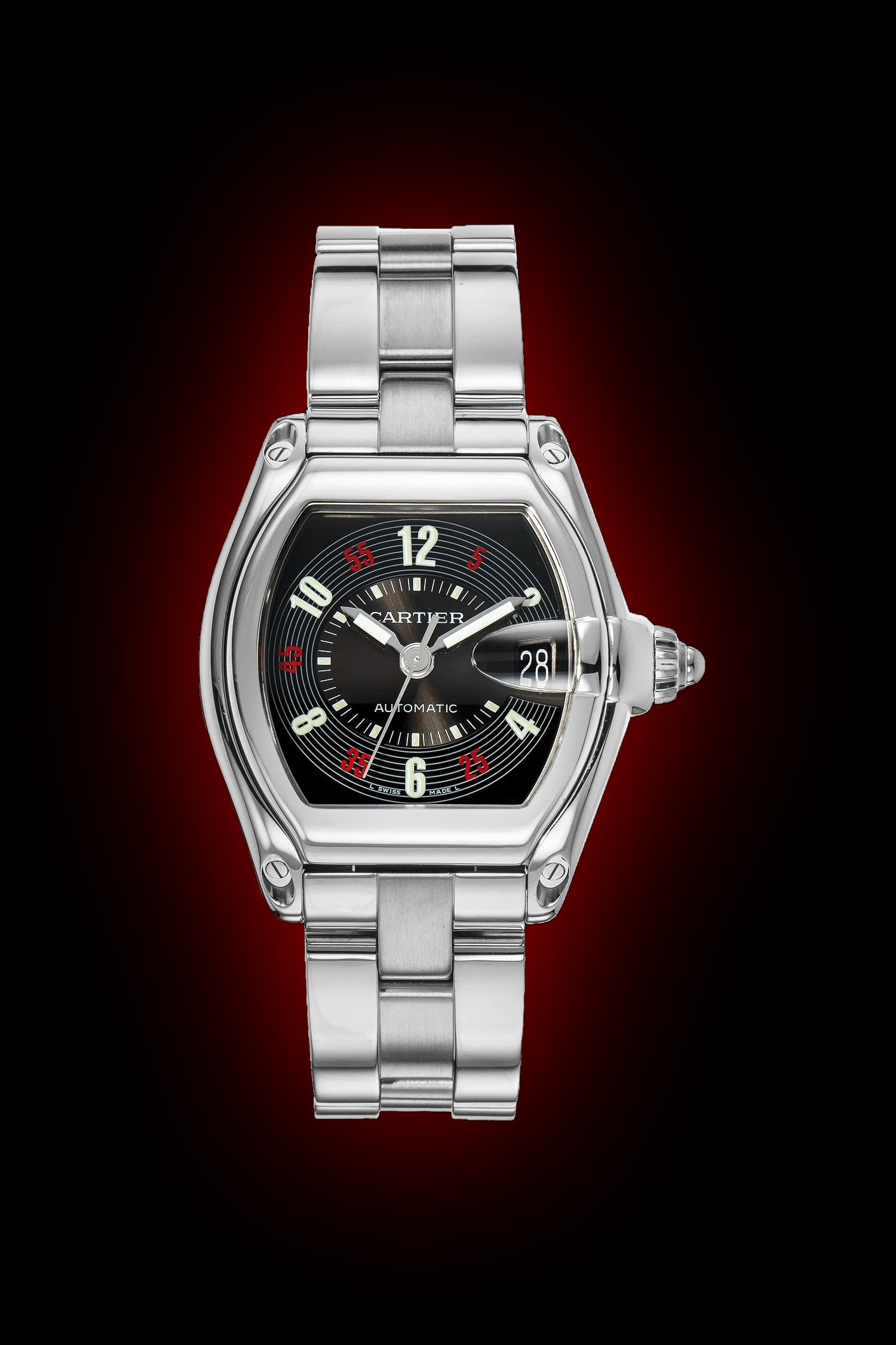 Cartier Roadster W620 Black Dial, Stainless Steel, 38.0 mm, Men's