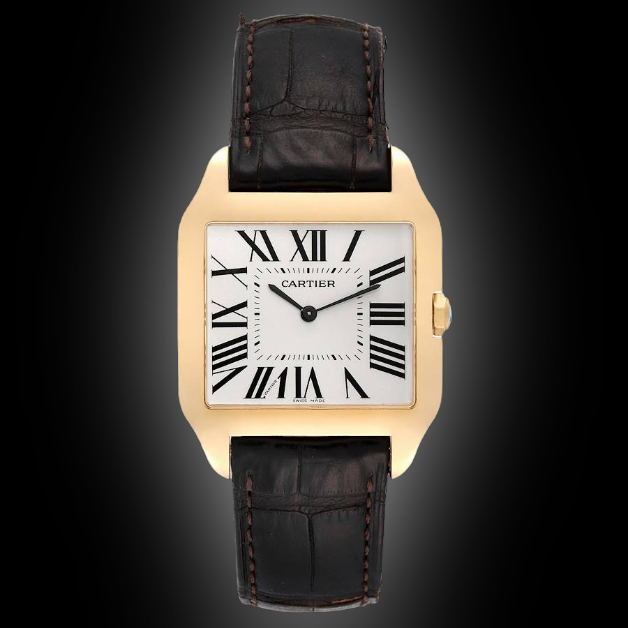 Cartier Santos Dumont W200 Silver Dial, 18kt Yellow Gold, mm