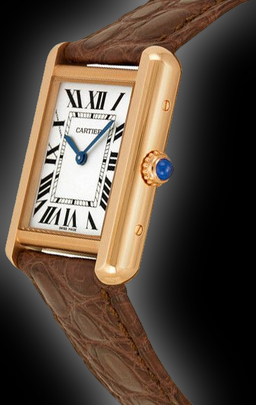 Cartier Tank Solo W520 Silver Dial, Gold, Ladies Watch, Brown Leather