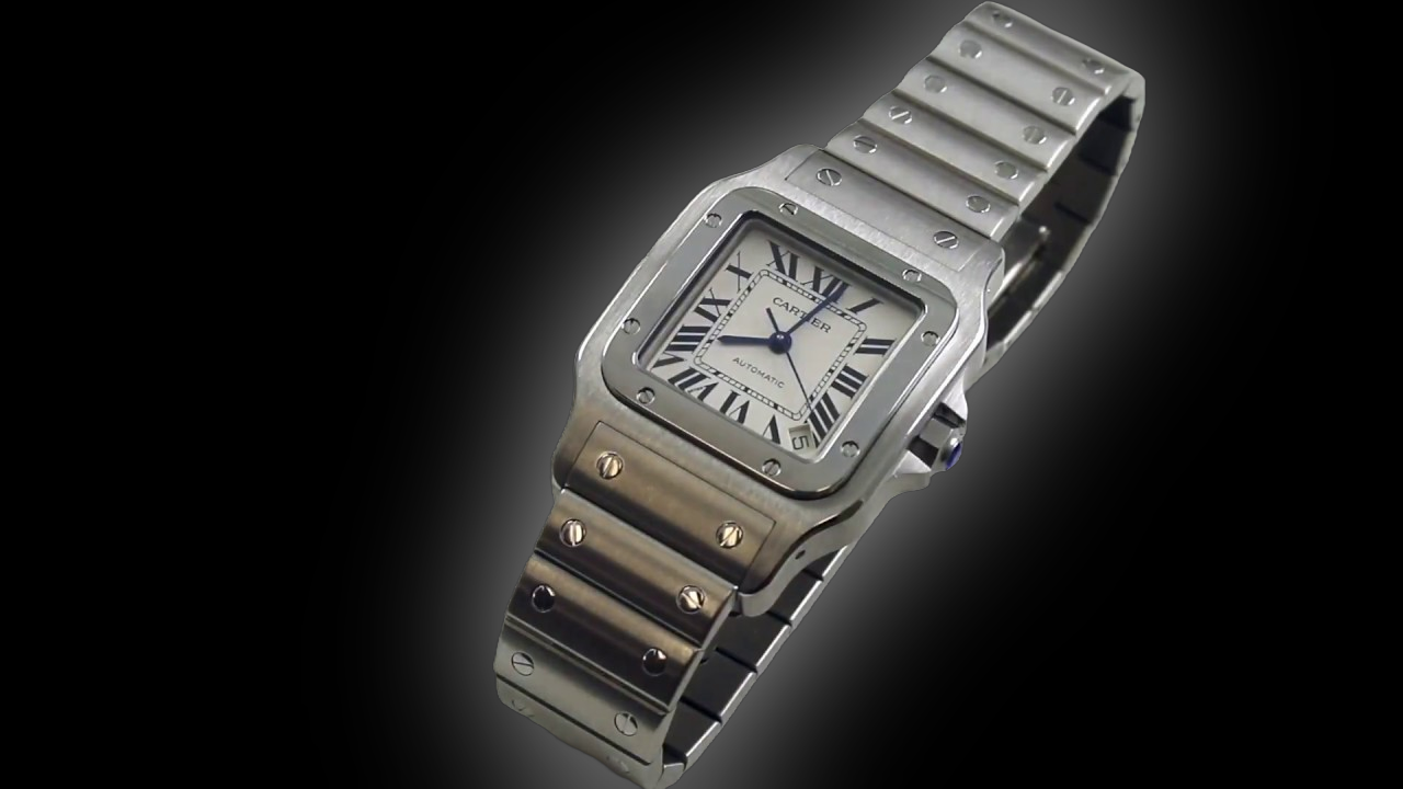 Cartier Santos Galbee W200 Silvered Opaline Dial, Stainless Steel