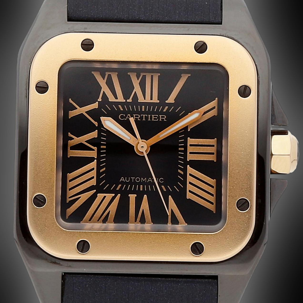 Cartier Santos 100 W202 Black Dial, Titanium, 34.0 mm, Medium