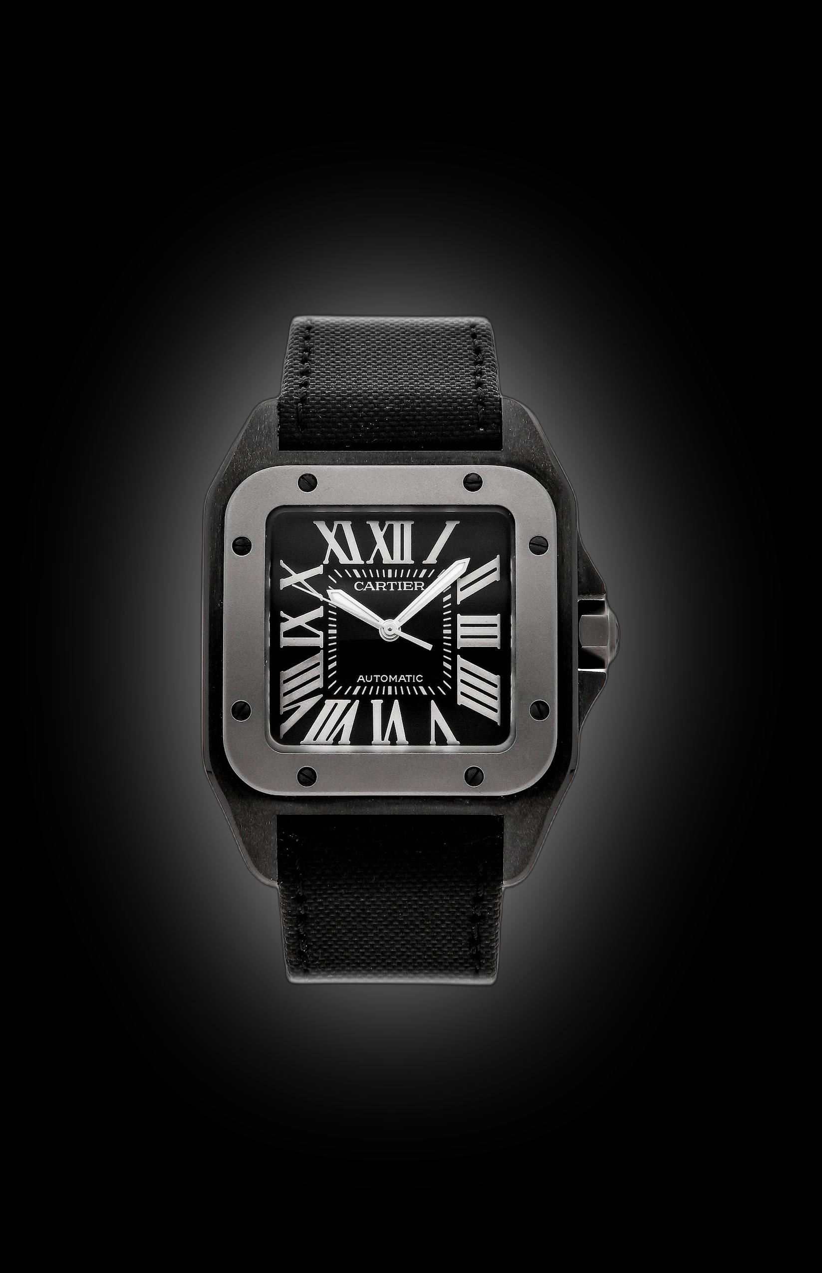 Cartier Santos 100 W202 Black Dial, Stainless Steel, mm