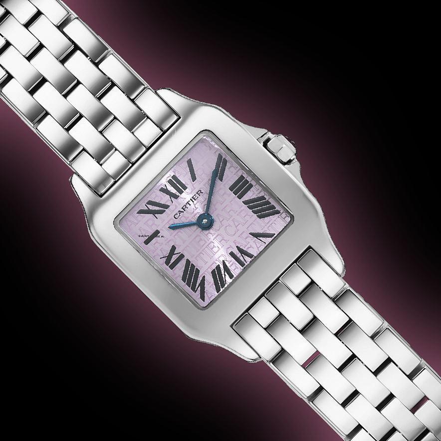 Cartier Santos Demoiselle W251 Purple Lacquered Dial, Stainless