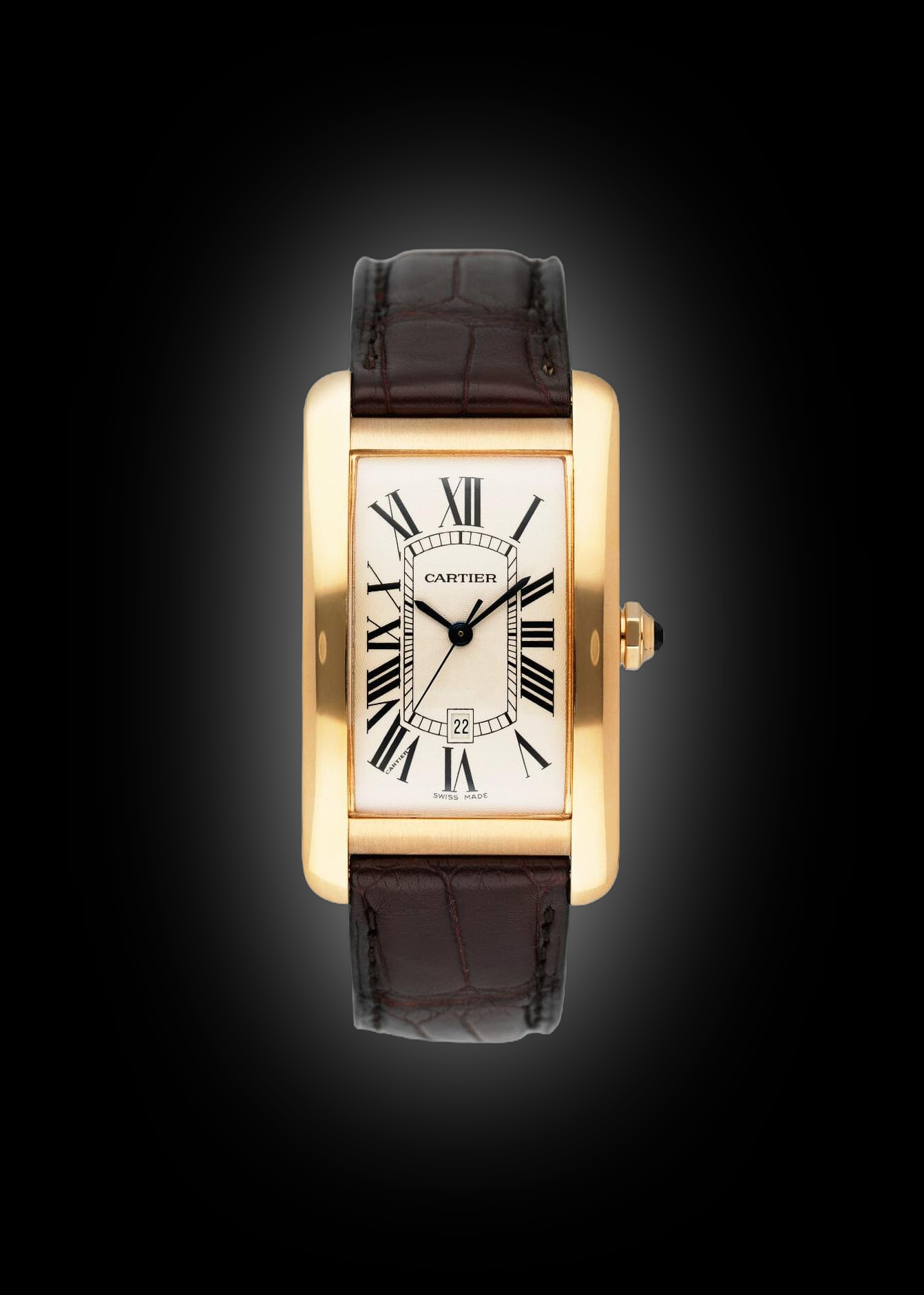 Cartier Tank Americaine W260 Silver Dial, 18kt Yellow Gold, 45.1