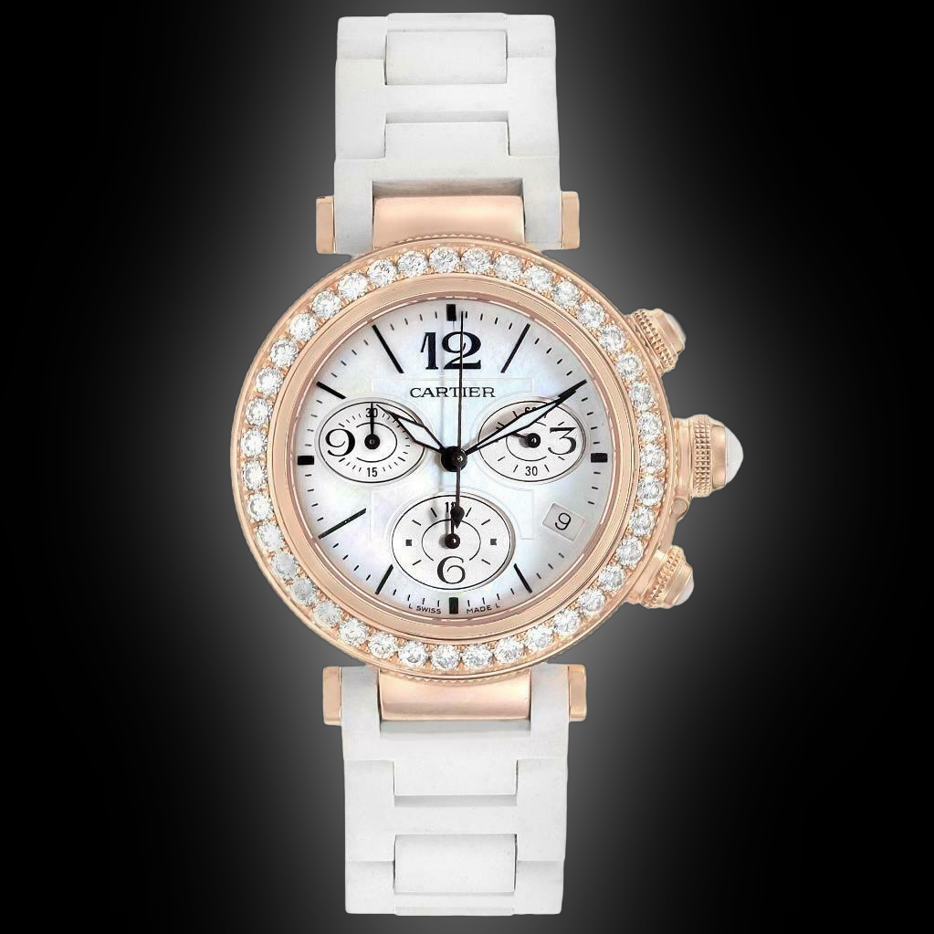 Cartier Pasha Seatimer WJ13 Mother of Pearl Diamond Dial, 18kt
