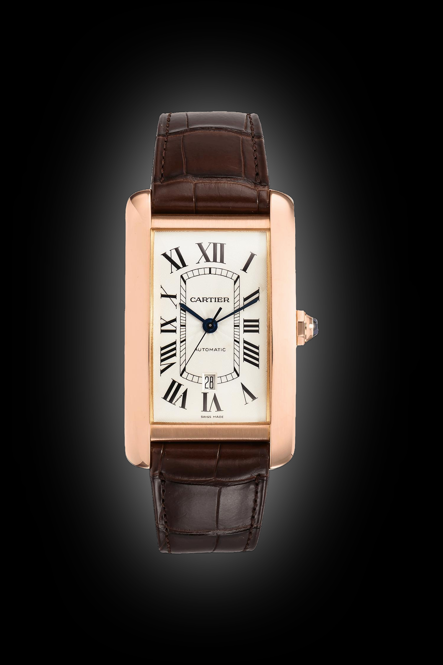Cartier Tank 時計 ヴェルメイユCC175550 アイボリーローマン Cartier Tank Americaine W260 Silver Dial, 18kt Rose Gold